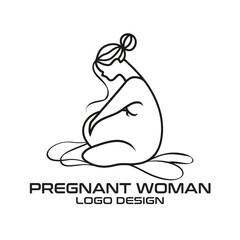 Pregnant Woman Vector Logo Design