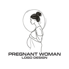 Pregnant Woman Vector Logo Design