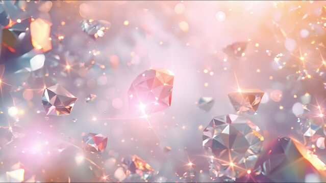 Light pink background booth scattered diamonds or gem