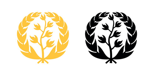 Abstract wreath of olive branches. Coat of arms of Eritrea Olive tree.
