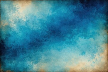 Grunge abstract old paper background, blue and sapphire hues dominating, layered translucency suggesting depth, textures reminiscent of weathered parchment, ideal for stock photography