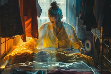 Fototapeta premium washing up of clothes concept,aesthetic view