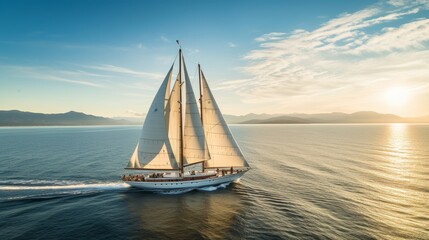A luxury yacht sailing on calm waters - obrazy, fototapety, plakaty