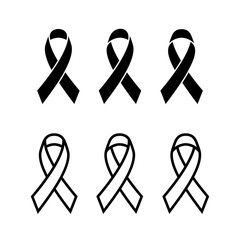 Awareness ribbon icon set. Symbolic (notification) ribbon icon. A piece of tape folded into a loop. A symbol of a social movement or show of support.