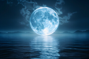 Naklejka na ściany i meble Full Moon Reflecting on Water