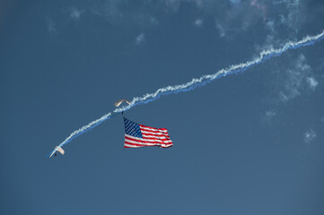 Skydivers with American Flag and Smoke 4