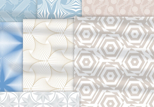 Pastel Colored Simple Geometric Seamless Pattern Collection