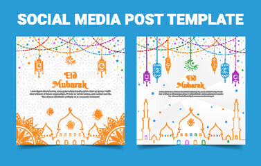 Eid mubarak social media post and web banner template