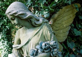 Beautiful angel with big wings. Guardian Angel. Angel savior