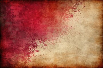 Grunge abstract, old paper texture serves as the background, showcasing a dance of translucency with layered shades of red and ruby, digital painting, enriched with a sense of aged parchment, vintage 