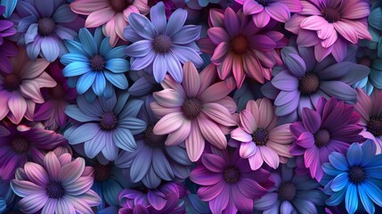 Abundance of Purple and Blue Flowers