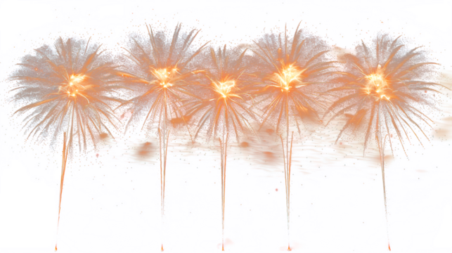 festive fireworks on an isolated transparent background. Fireworks png, salute, explosion png
