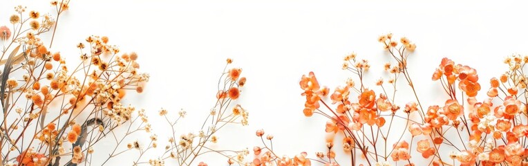 White Wall Adorned With Orange Flowers