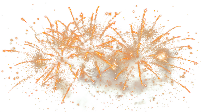 festive fireworks on an isolated transparent background. Fireworks png, salute, explosion png