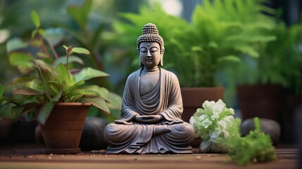 A buddha figure with a serene, meditative expression