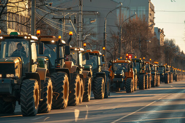 Farmers with their tractors take part in a protest against a new regional government plan to limit nitrogen emissions - obrazy, fototapety, plakaty
