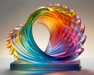 surreal art of Create a glass sculpture that captures the essence of a rainbow