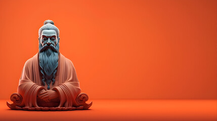 Eastern Zen Philosopher Minimalist Digital Render