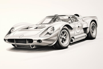 Pencil drawing of sport car. Generative AI - obrazy, fototapety, plakaty