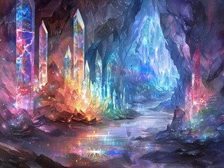 wallpaper art of A crystal cavern sparkling with thousands of points of light