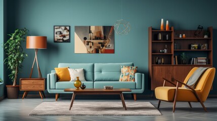 A vintage, retro inspired living room for a nostalgic ambiance