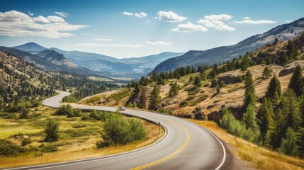 Naklejka premium A winding mountain road with scenic views