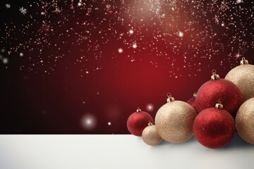 Festive arrangement of red and gold christmas ornaments