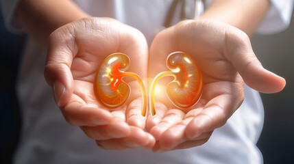 Adult and child holding kidney shaped paper, world kidney day, National Organ Donor Day. generative ai 