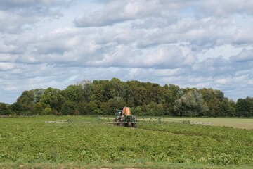 Landwirt mit Traktor bei der Feldarbeit