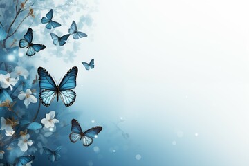 beautiful butterfly on soft pastel background with copy space