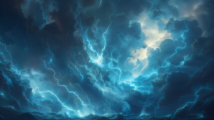 Fototapeta na wymiar Blue fantasy lightning. generative ai 