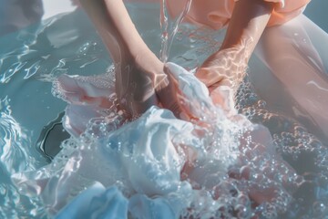 Fototapeta premium washing up of clothes concept,aesthetic view