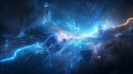  Blue fantasy lightning.  generative ai 