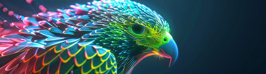 A vibrant neon chartreuse falcon with glowing feathers - obrazy, fototapety, plakaty
