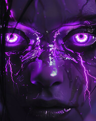 Electric purple eyes sparkling with creativity