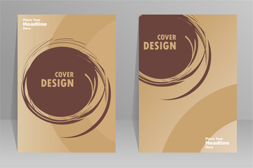 Brown circle abstract cover. Annual reports, pamphlets, presentations, brochures. Front page, book cover layout design. Cover design template.