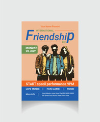 friendship day vertical poster template