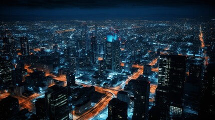 Tritone aerial cityscape at night for impact
