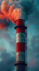 Industrial Skies: Smokestack Emissions at Dusk