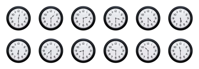 Foto op Canvas Generic clock displaying time at the bottom of every hour isolated on transparent background. 3D rendering © HTGanzo