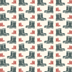 Rubber boots icon delightful trendy colorful repeating pattern vector illustration background