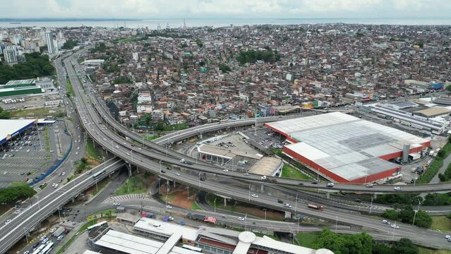salvador, bahia, brazil - march 6, 2024: view of the viaduct system at Rotula do Abacaxi in the city of Salvador