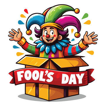 clown, joker, April fool's day logo, colorful style
