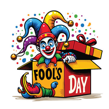 clown, joker, April fool's day logo, colorful style
