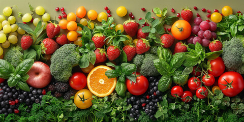 Fresh vegetables and herbs colorful organic food background. Concept: restaurant website or menu, grocery store, farmers market, healthy vegan diet based on vegetables and fruits.