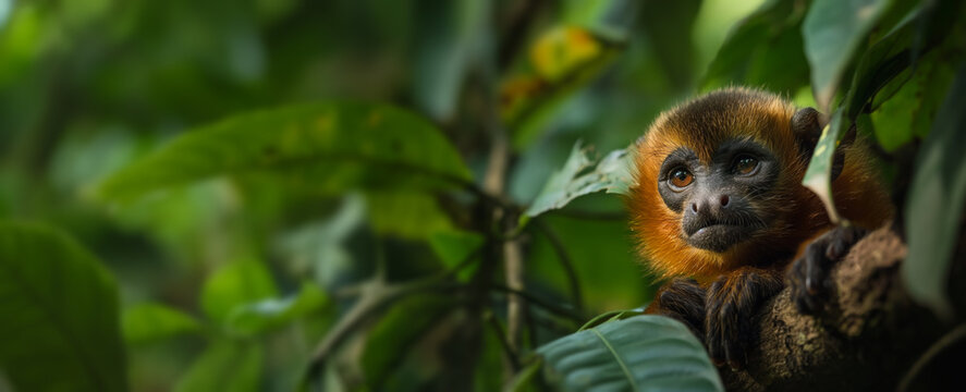 Rays of Hope: Golden Lion Tamarin Captured in Morning Sunlight, Symbolizing Renewed Efforts in Brazil's Conservation Struggle, Paving the Way for a Brighter Future for Endangered Wildlife.