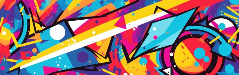 A vibrant and bold graffiti wallpaper filled with various colors and layers of spray paint creating a dynamic and urban look. Banner.