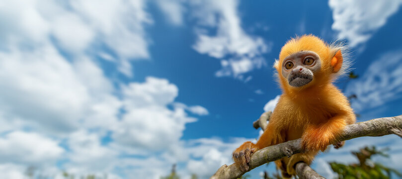Guardians of the Green: Golden Lion Tamarin Families Leap Through Lush Canopies, Illustrating the Vital Role of Wildlife Corridors in the Preservation of Brazil's Precious Ecosystems. Baby mico leao 