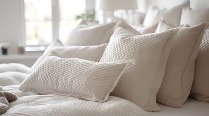 Close up Bed pillow, generative ai