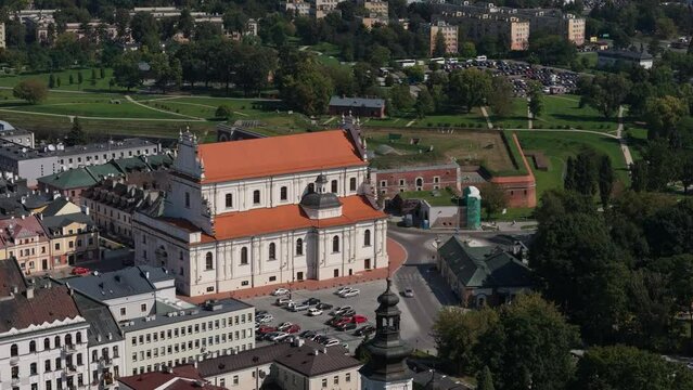 Beautiful Landscape Church Old Town Zamosc Aerial View Poland